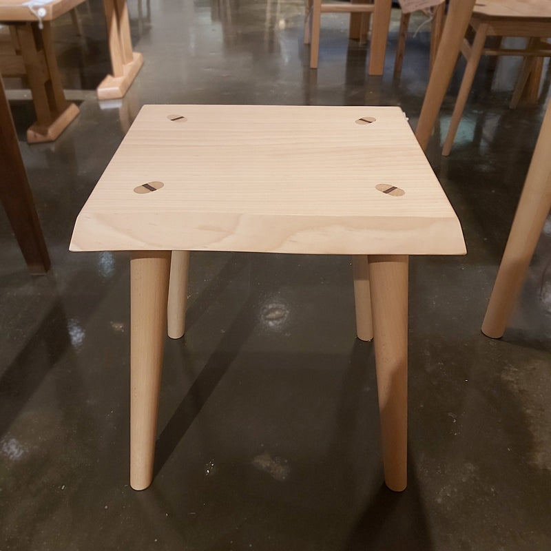 NATURAL WOODEN SQUARE DINING STOOL (DISPLAY SALE)